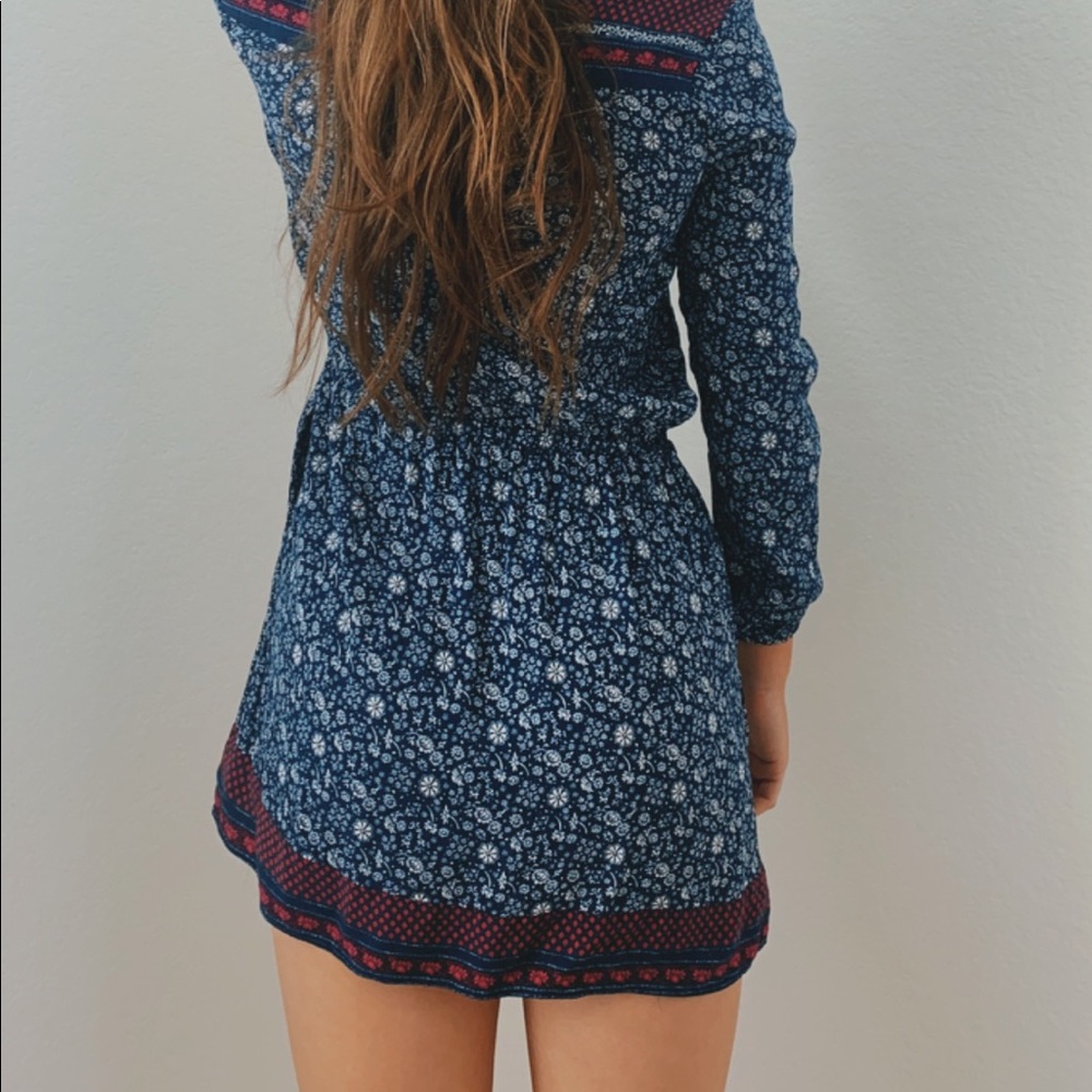 navy blue and pink patterned spring/summer dress